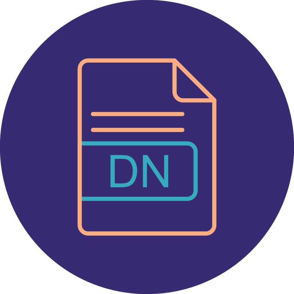 DN File Format Line Two Color Circle Icon vector