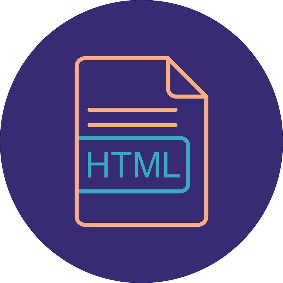 HTML File Format Line Two Color Circle Icon vector