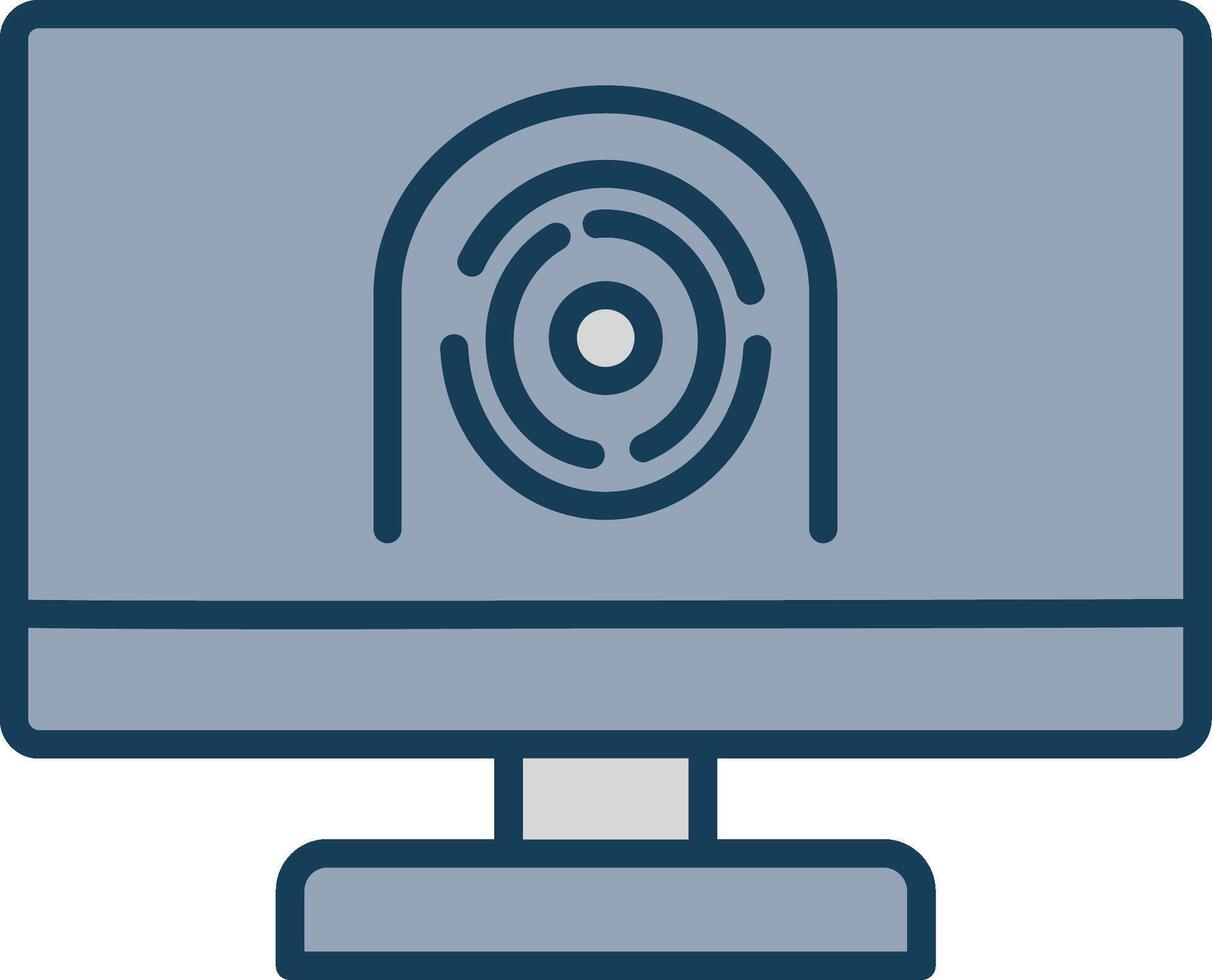 Security Computer Faceprint Line Filled Grey Icon vector