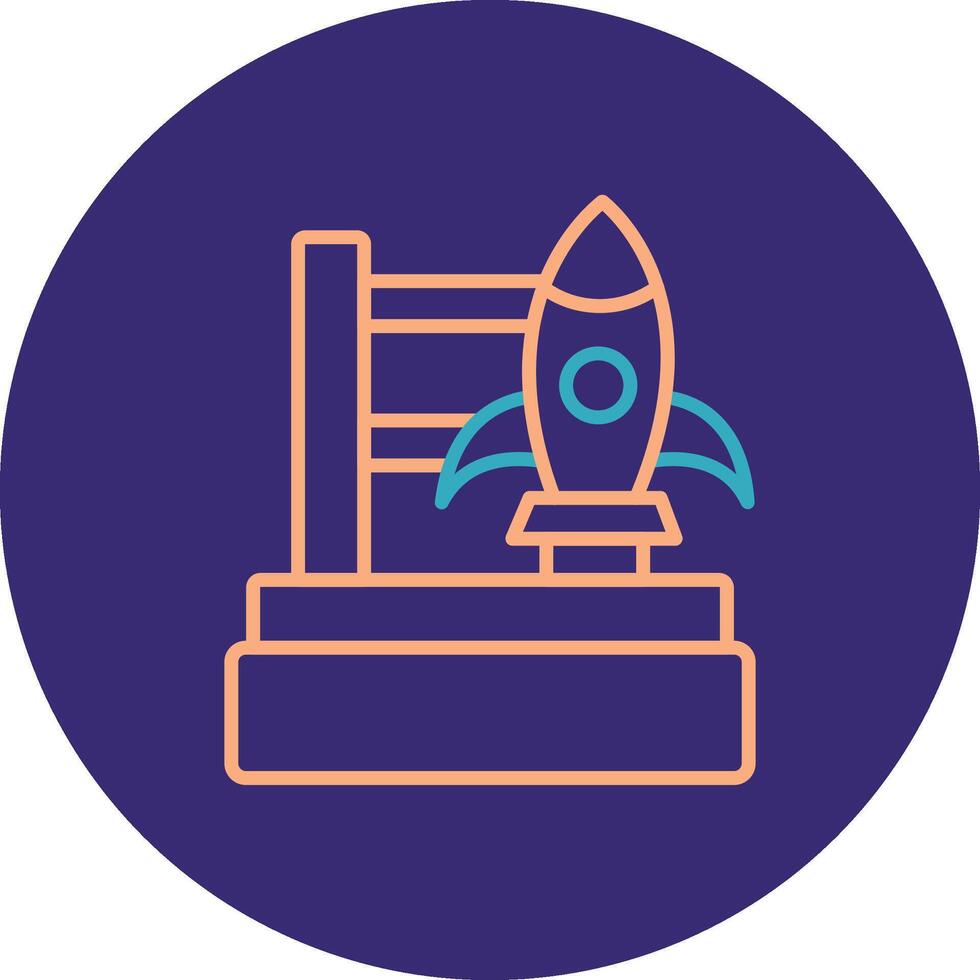Rocket Launch Line Two Color Circle Icon vector