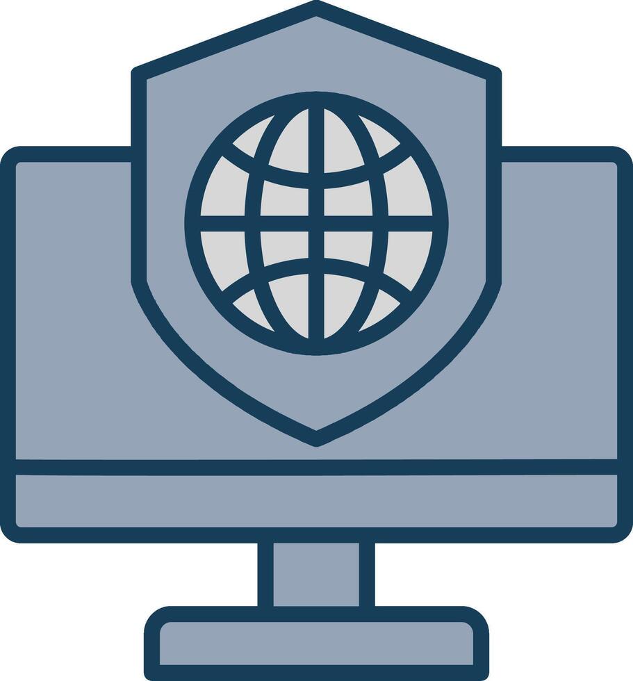 Security Computer Connect Line Filled Grey Icon vector
