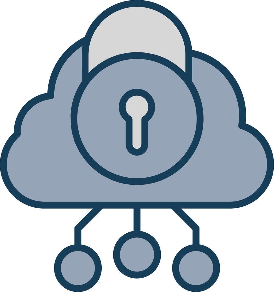 Security Cloud Line Filled Grey Icon vector