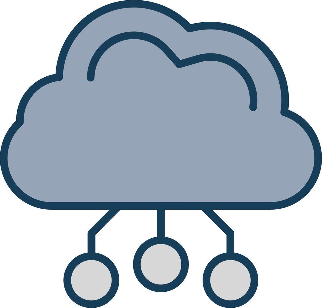 Digital Cloud Line Filled Grey Icon vector