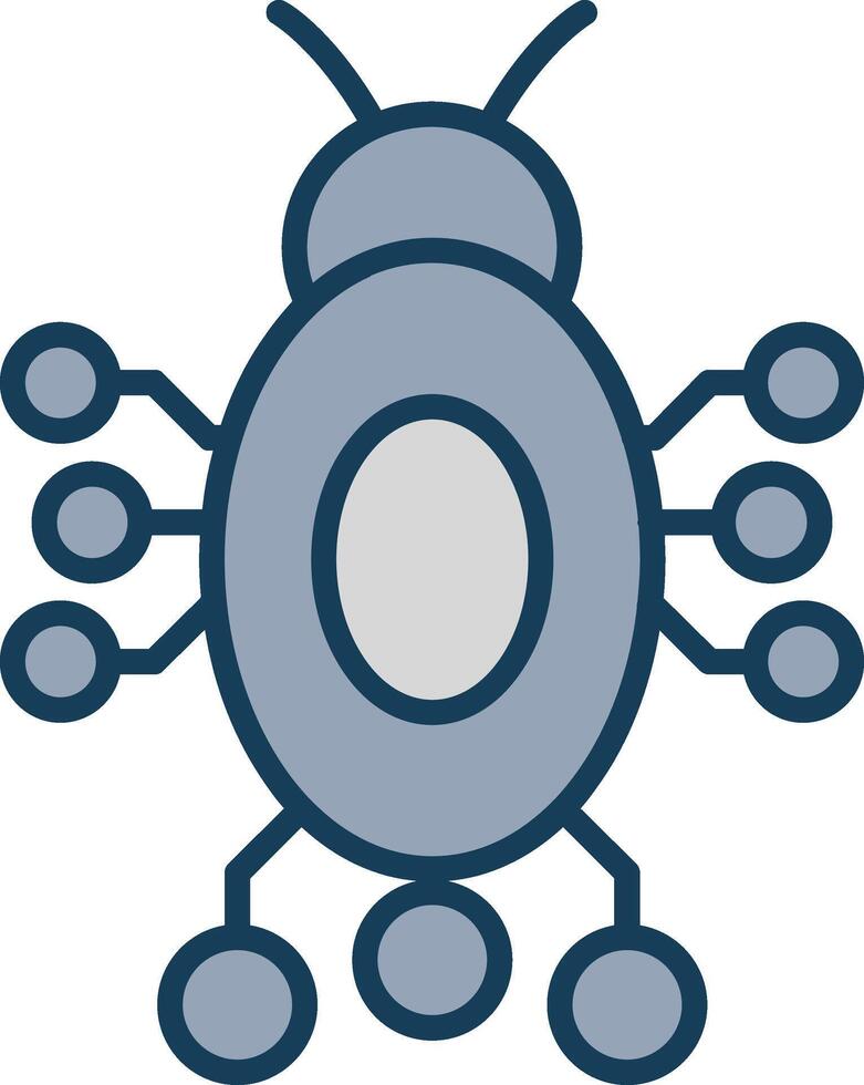 Digital Bug Line Filled Grey Icon vector
