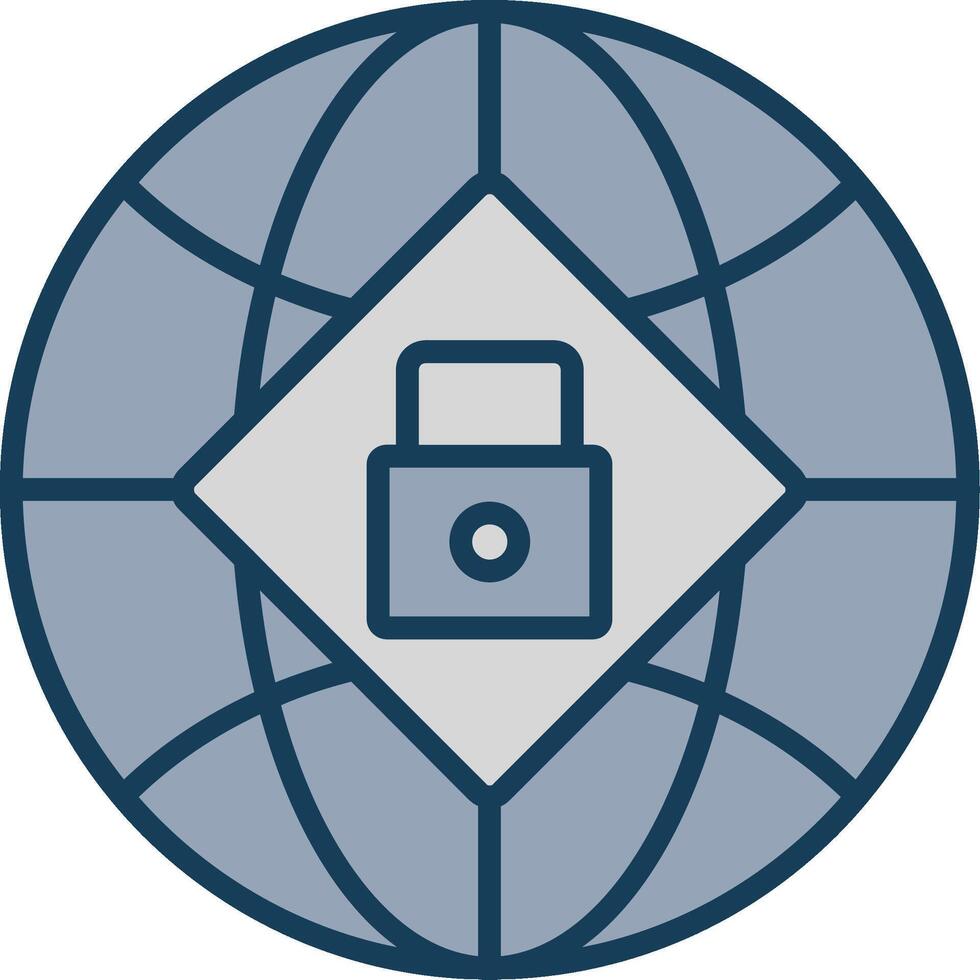 Global Security Line Filled Grey Icon vector