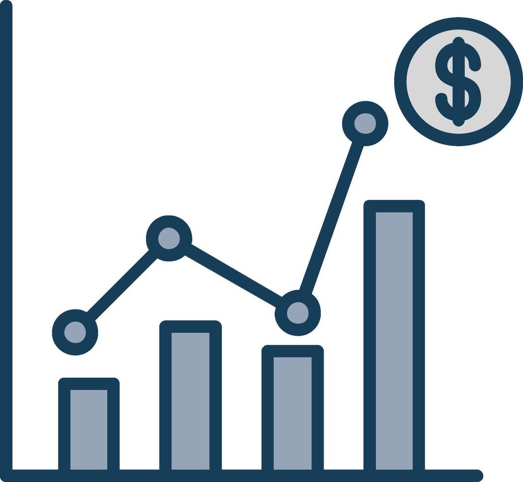 Sales Statistics Line Filled Grey Icon vector