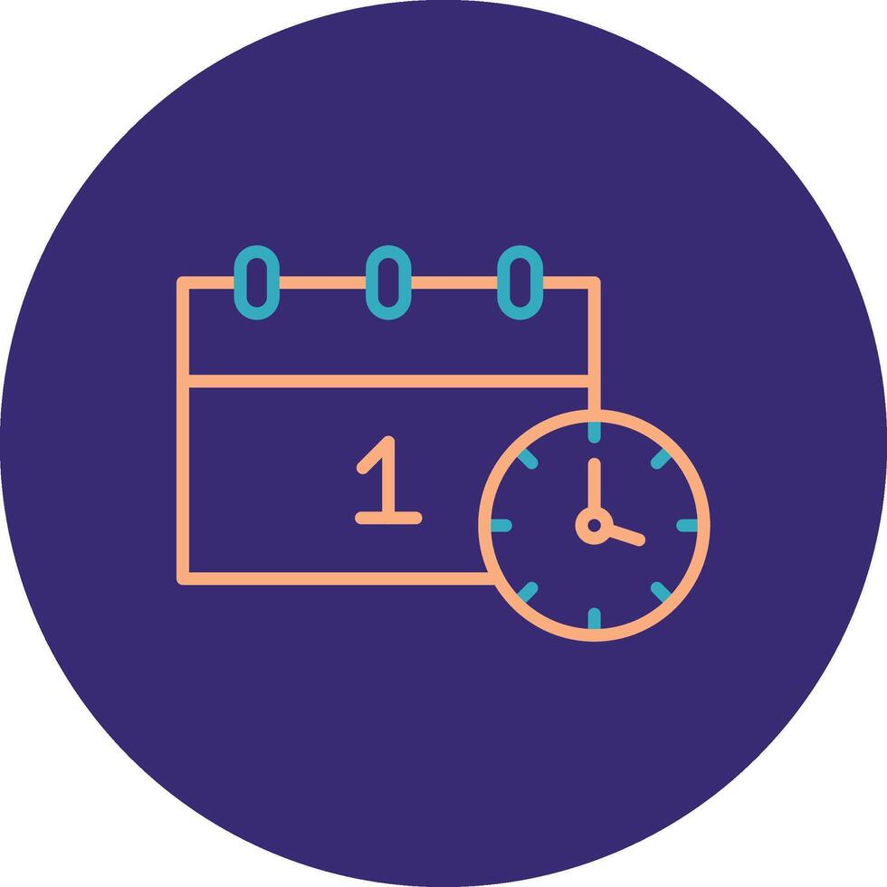 New Year Line Two Color Circle Icon vector