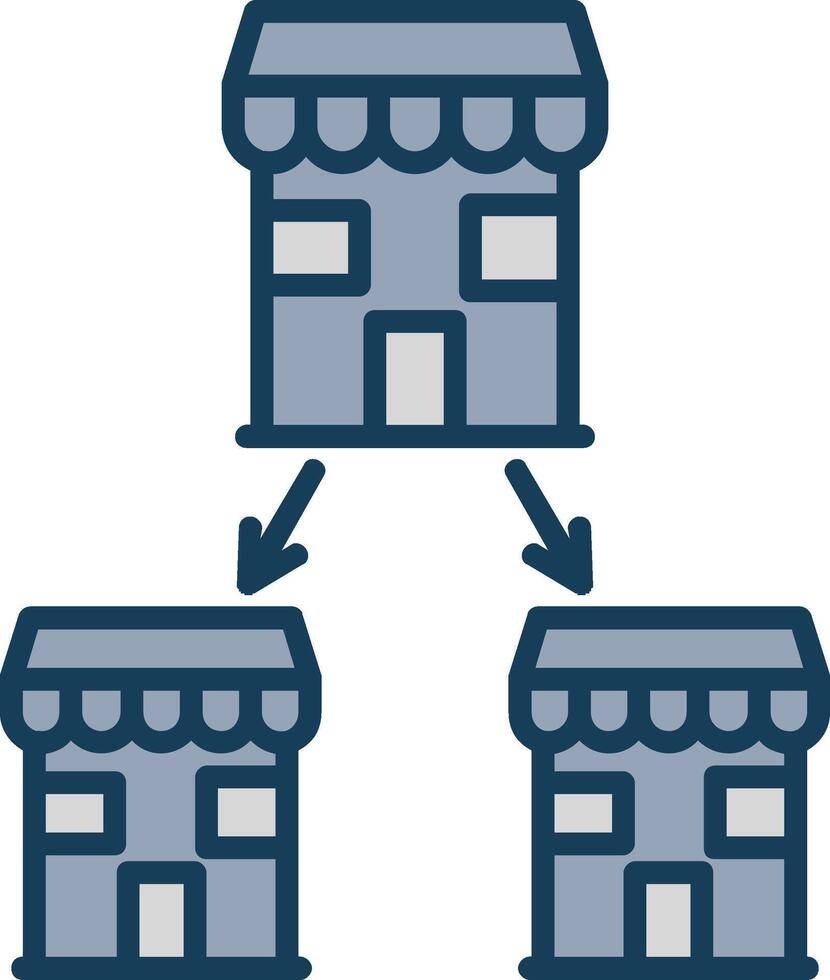 Chain Store Line Filled Grey Icon vector
