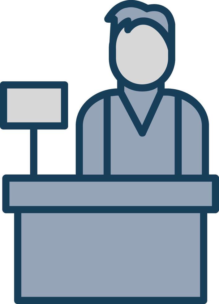 Cashier Line Filled Grey Icon vector