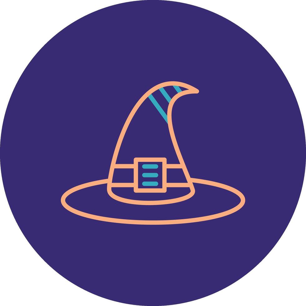 Witch Hat Line Two Color Circle Icon vector