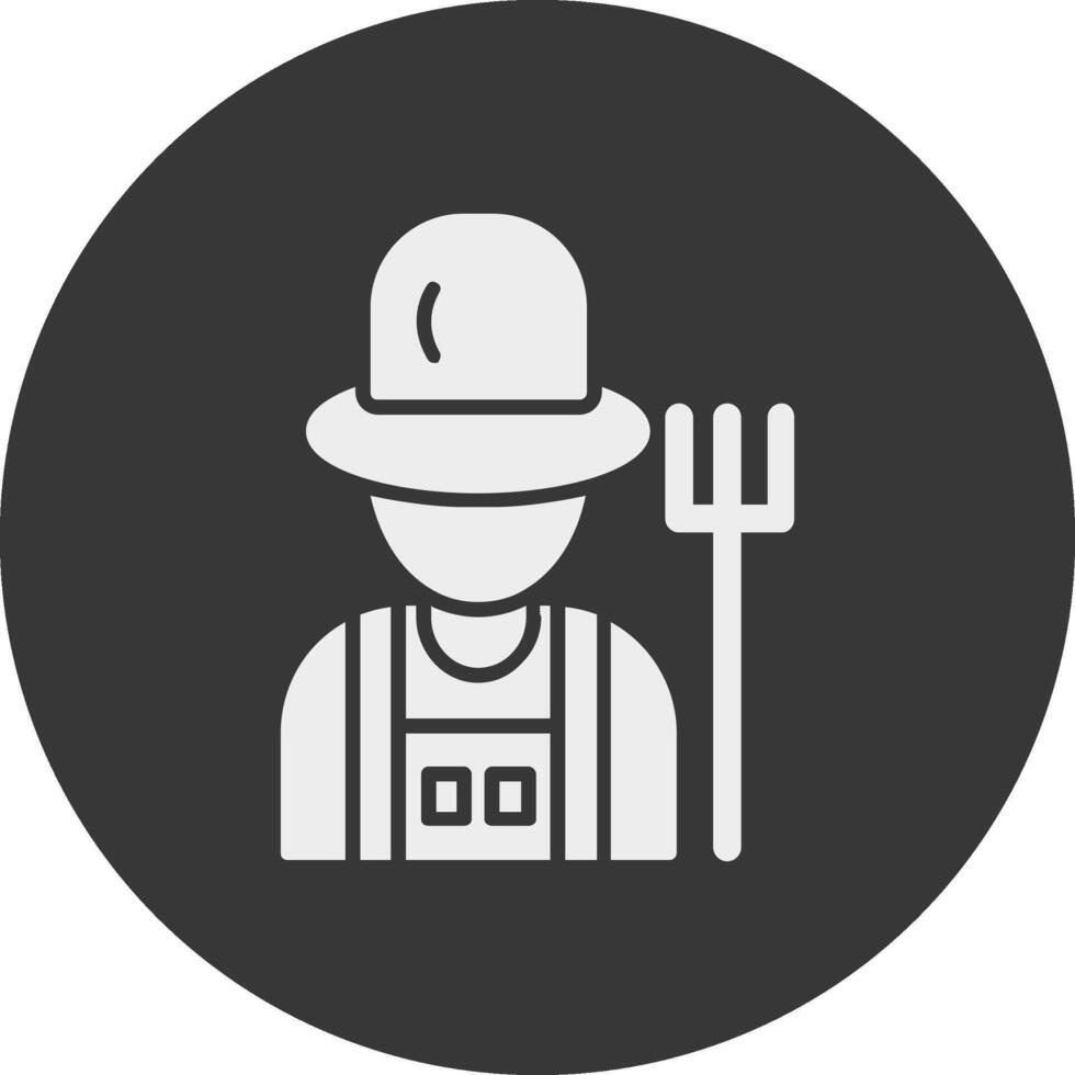 Farmer Male Glyph Inverted Icon vector