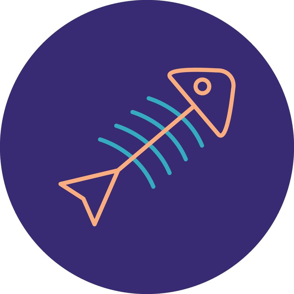 Rotten Fish Line Two Color Circle Icon vector