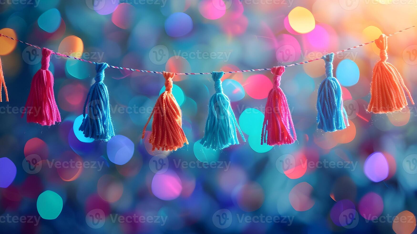 Colorful Tasseled Banner for Celebratory Event Display photo