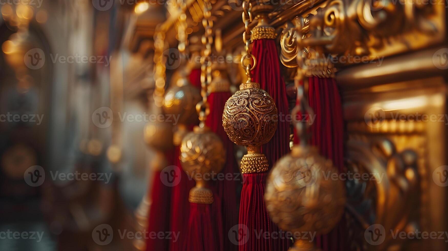 Prestigious Golden Ceremonial Plaque with Ornate Tassels in Stately Hall photo