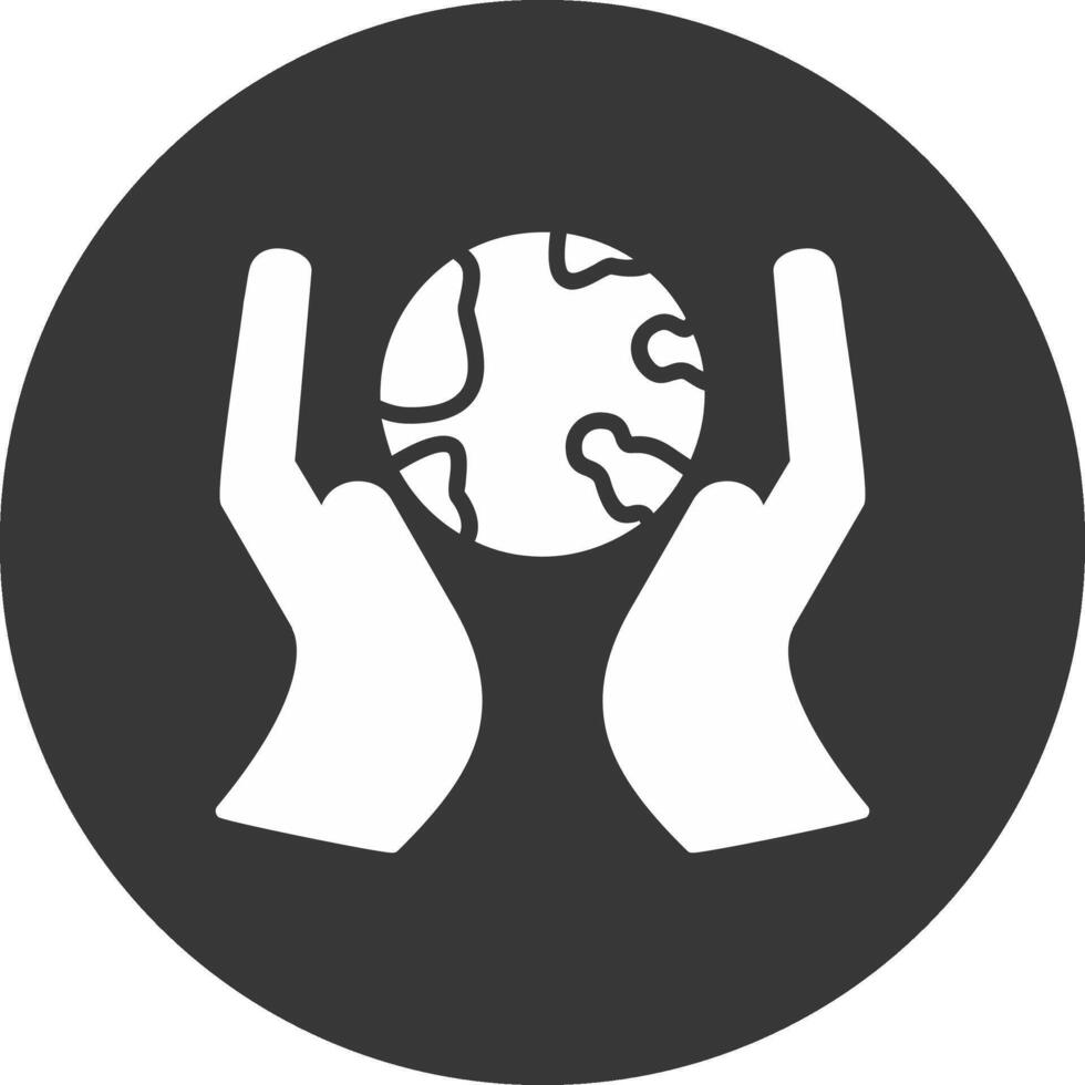 Save The World Glyph Inverted Icon vector