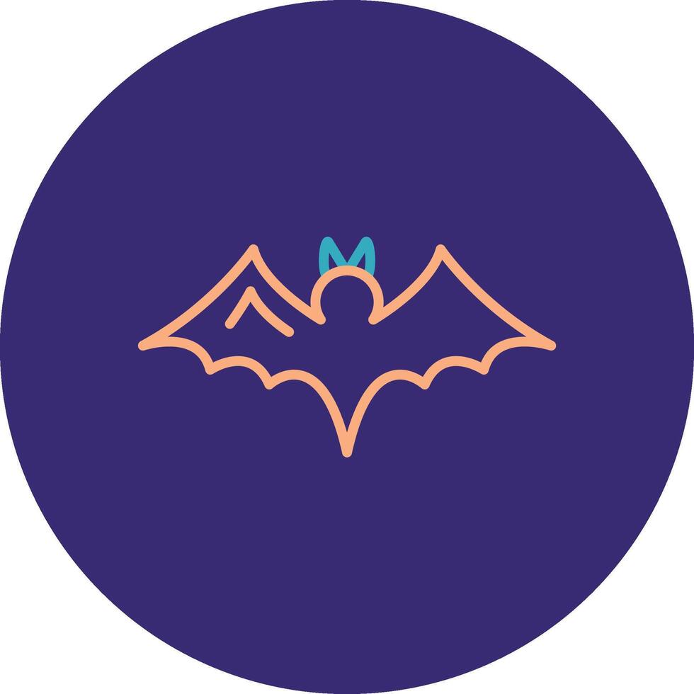 Bat Line Two Color Circle Icon vector