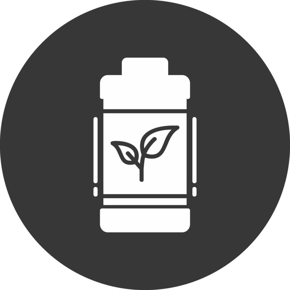 Eco Battery Glyph Inverted Icon vector