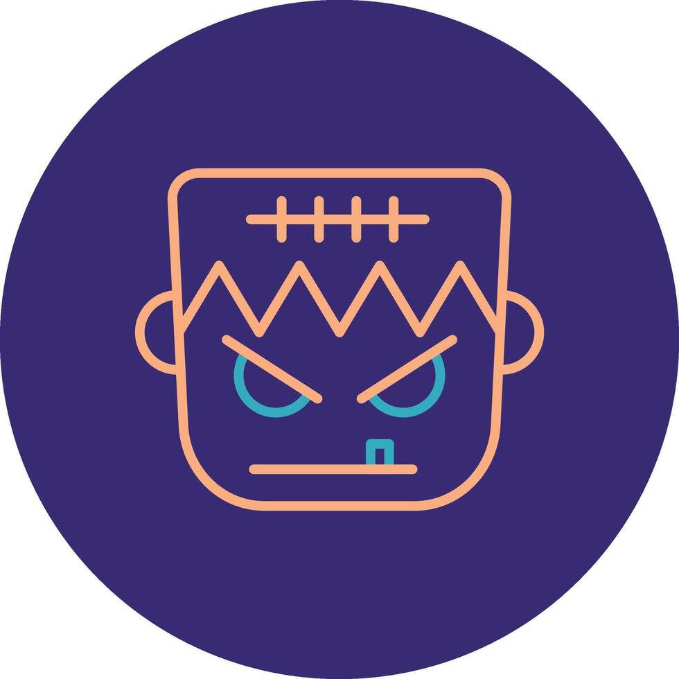 Frankenstein Line Two Color Circle Icon vector