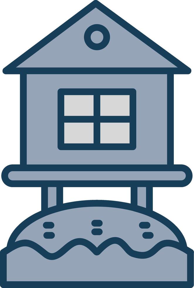 Beach Hut Line Filled Grey Icon vector