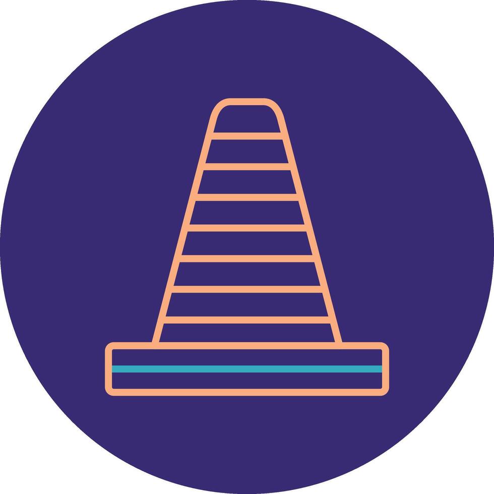 Traffic Cone Line Two Color Circle Icon vector