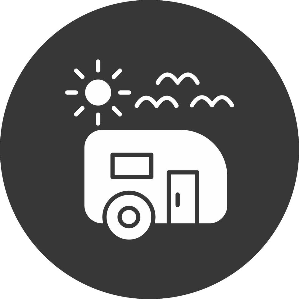 Trailer park Glyph Inverted Icon vector