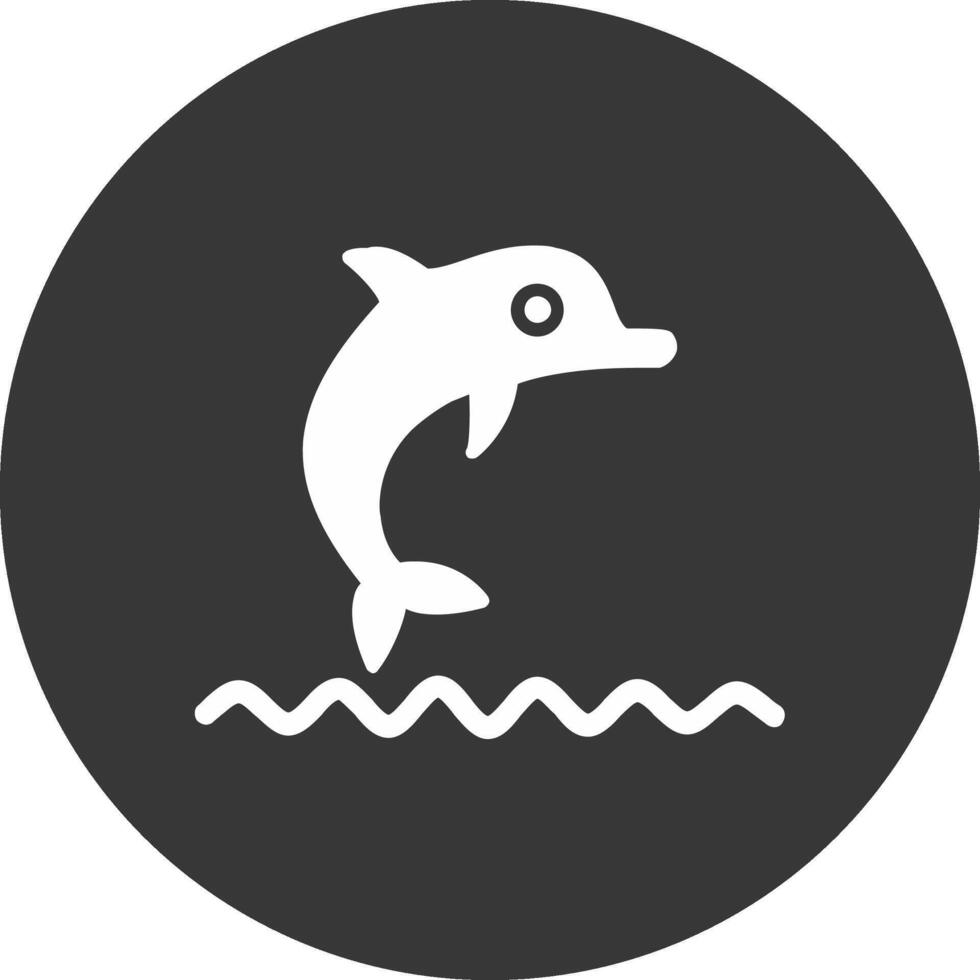 delfín espectáculo glifo invertido icono vector