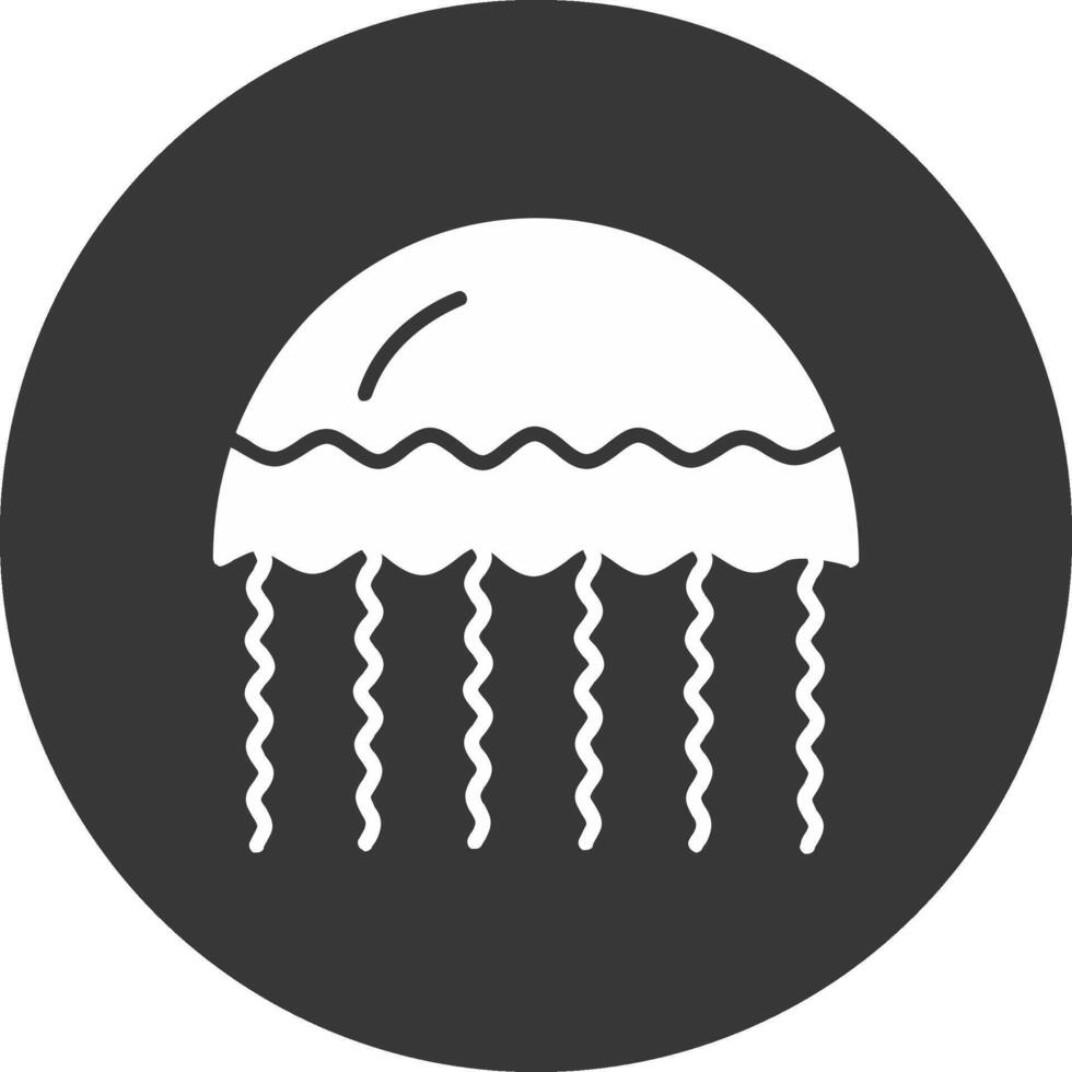 Jellyfish Glyph Inverted Icon vector