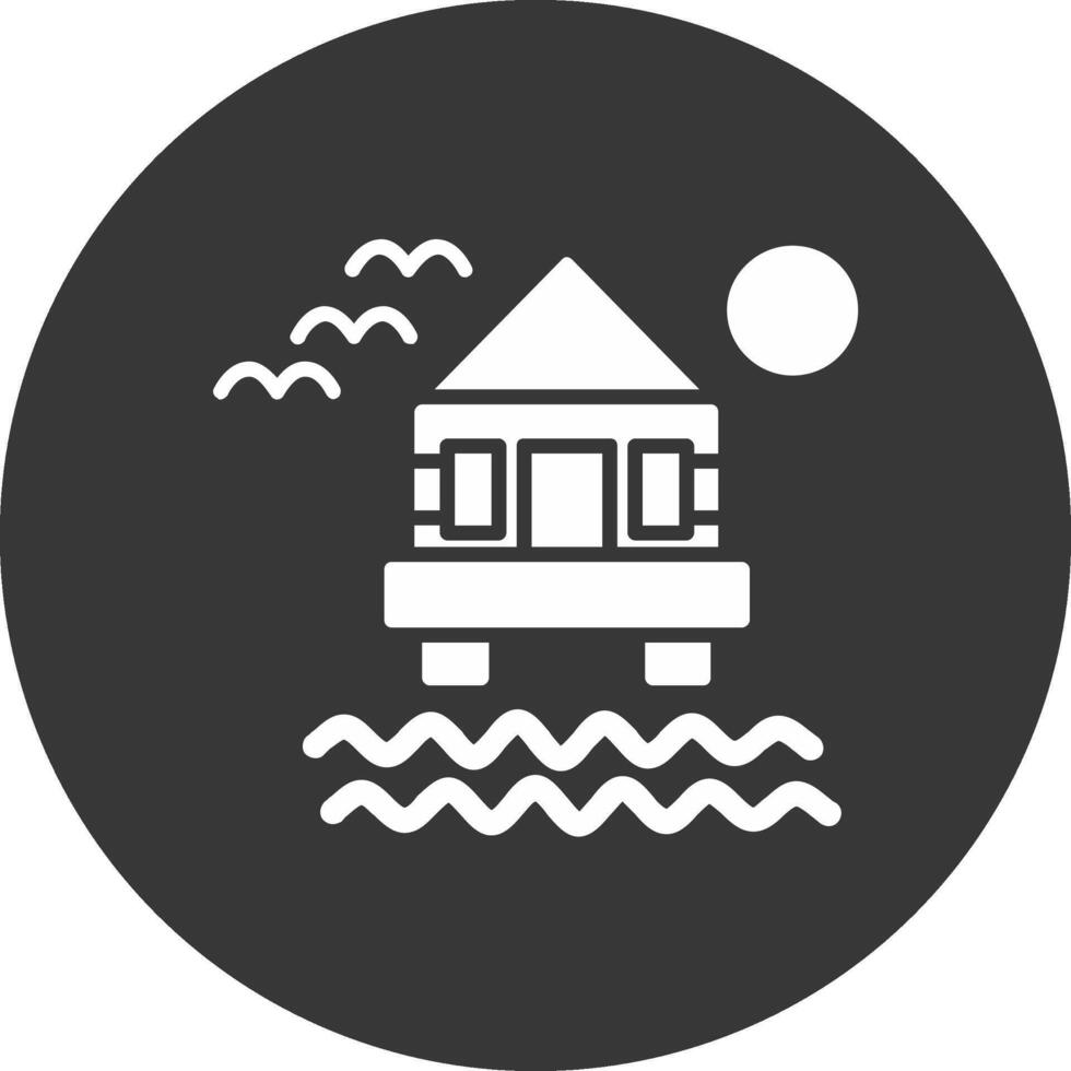 Beach Villa Glyph Inverted Icon vector