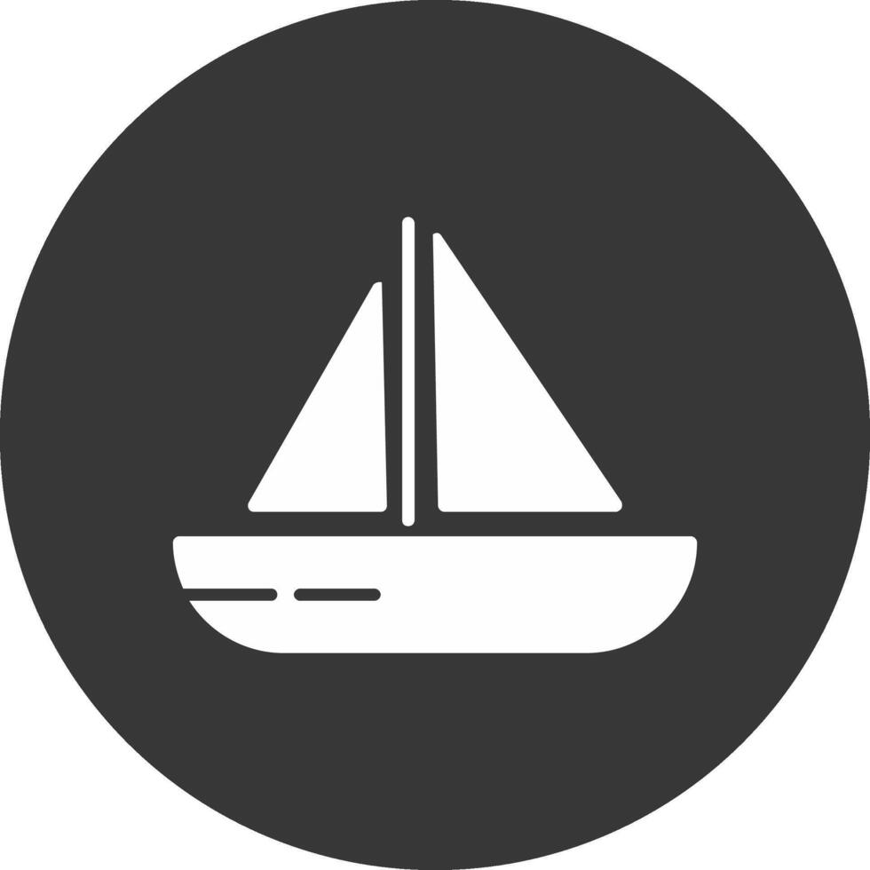 Sailing Boat Glyph Inverted Icon vector