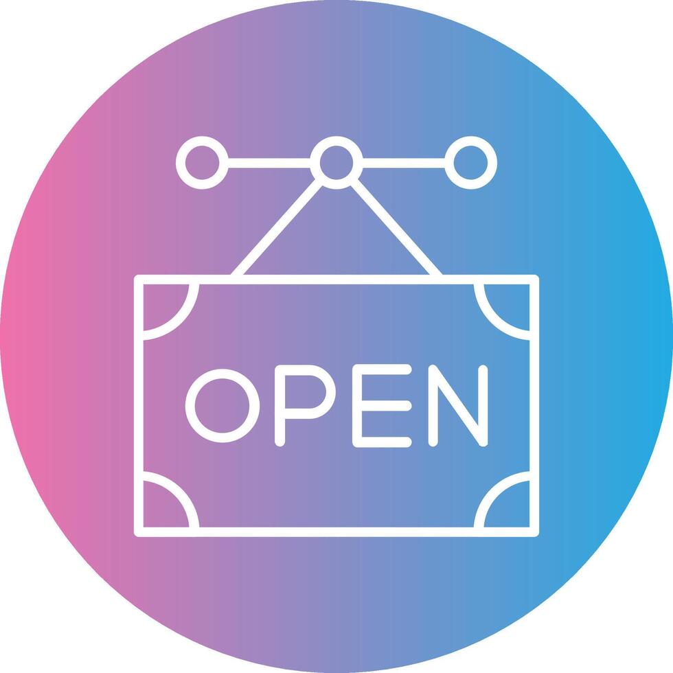 Open Sign Line Gradient Circle Icon vector