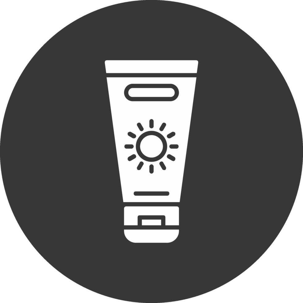 Sun Cream Glyph Inverted Icon vector