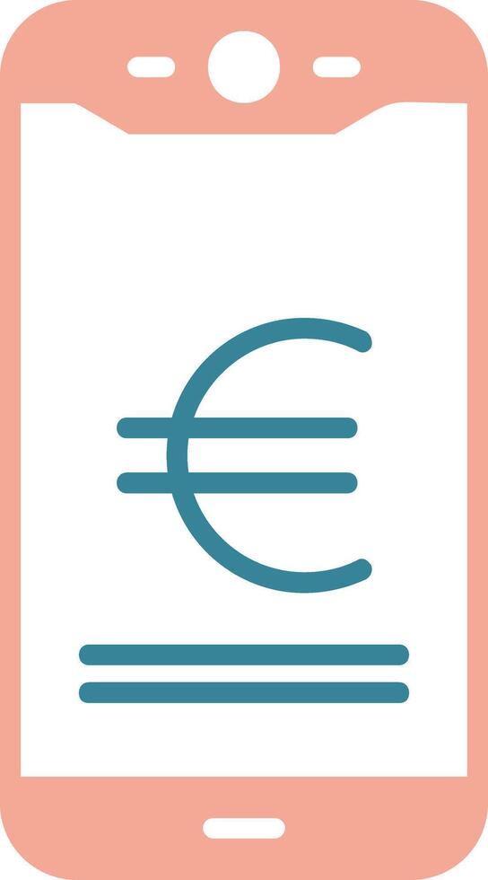 euro móvil pagar glifo dos color icono vector