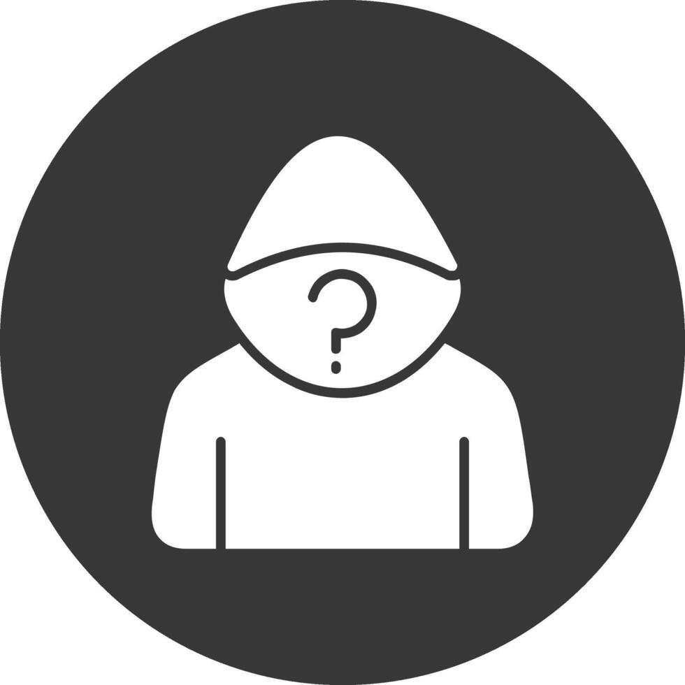 Anonymity Glyph Inverted Icon vector