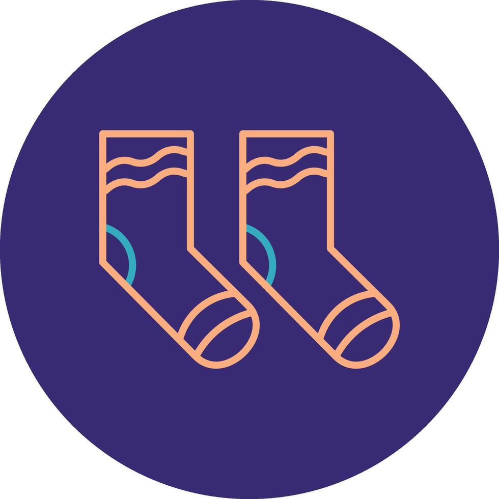 Socks Line Two Color Circle Icon vector