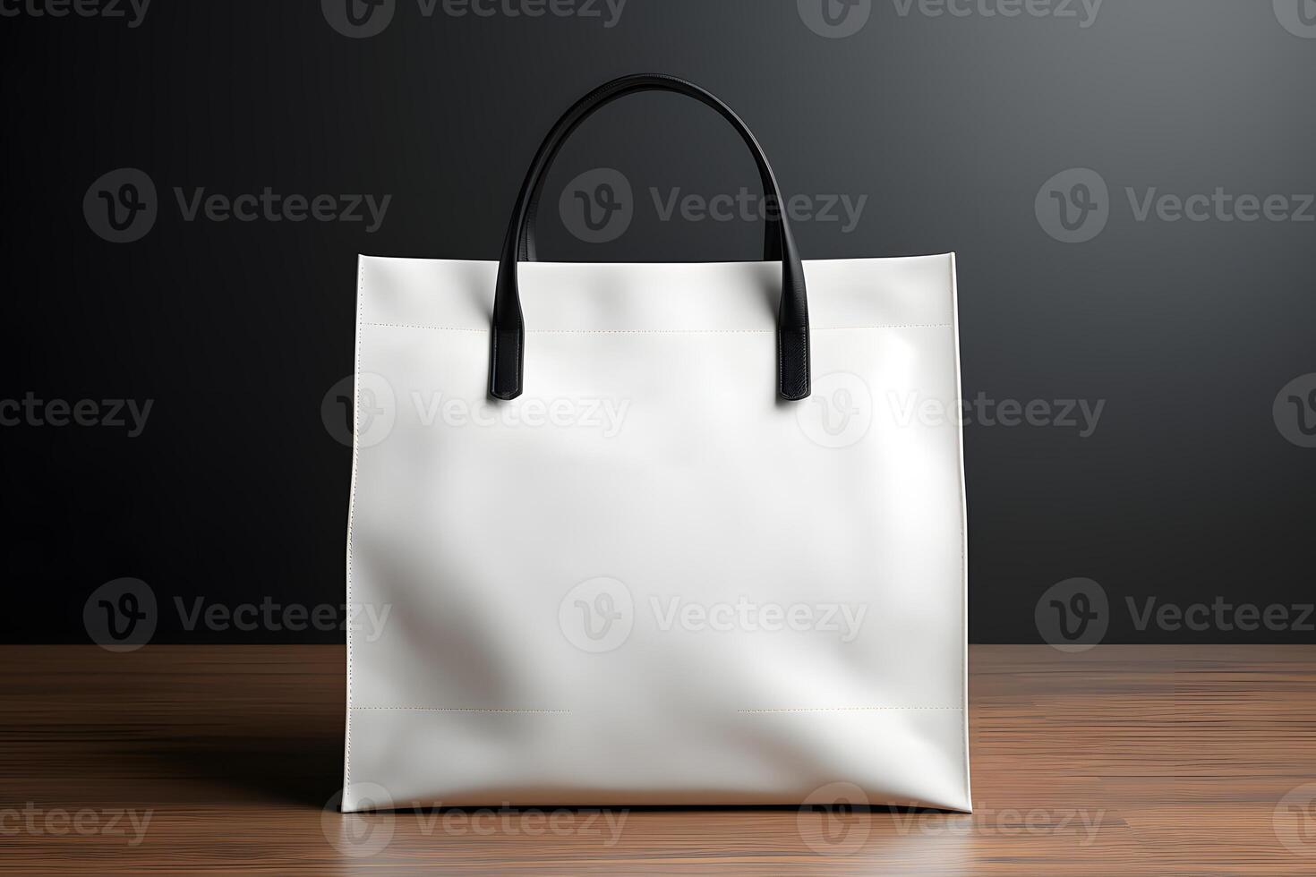White empty shopping bag mockup on a black background. Template for design photo