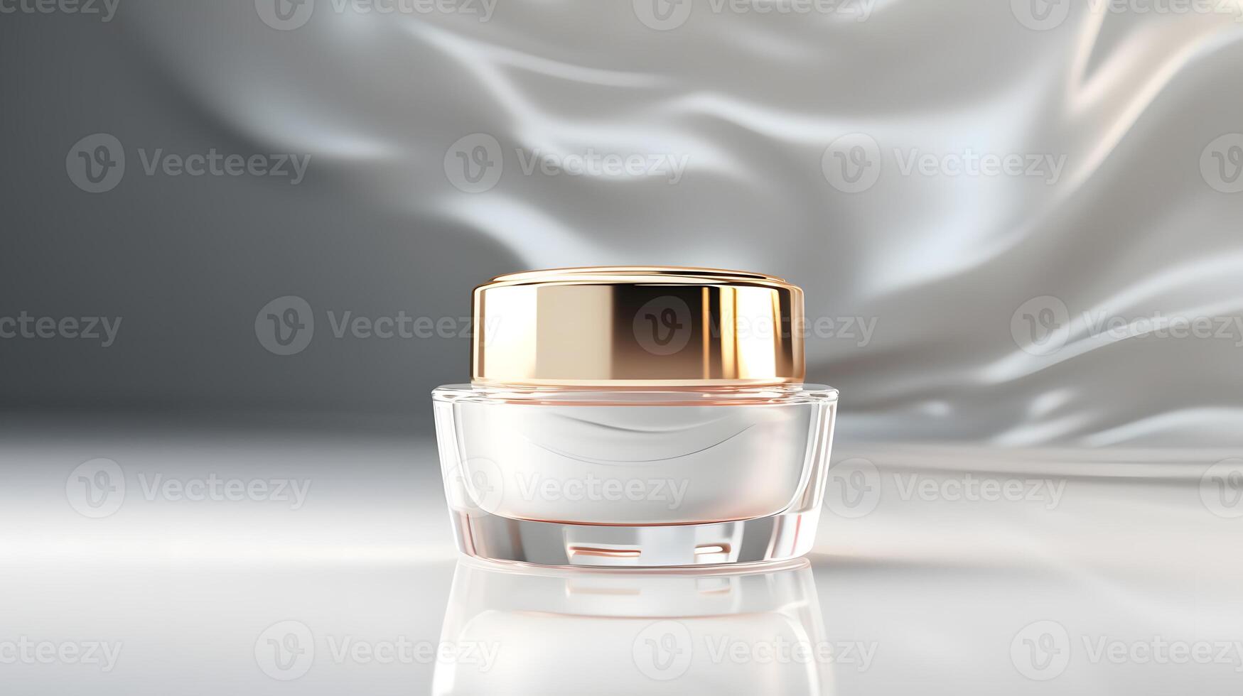 Luxury cosmetic cream jar mockup template. Skin care product on a light background. Natural, organic concept photo