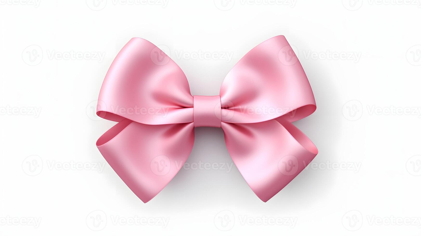 bow for gift box isolated on white background, top view. Decorative pink ribbon photo