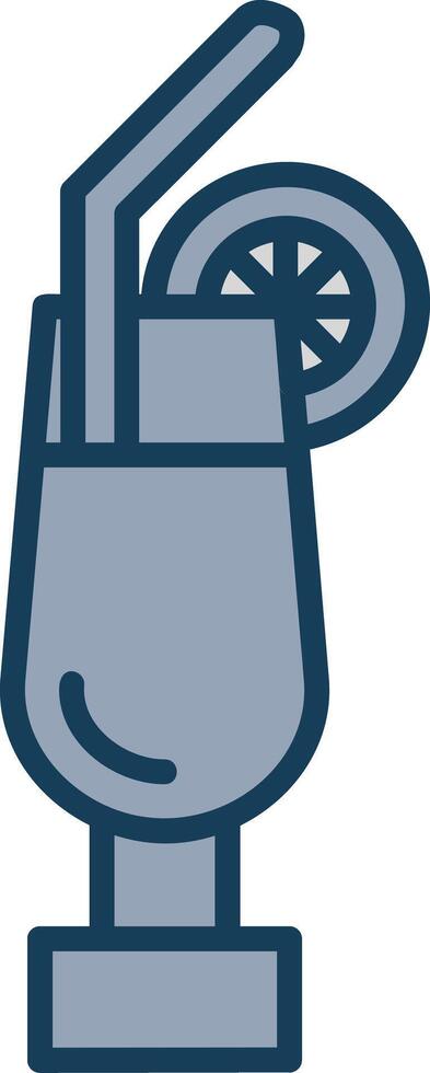 Cocktail Line Filled Grey Icon vector