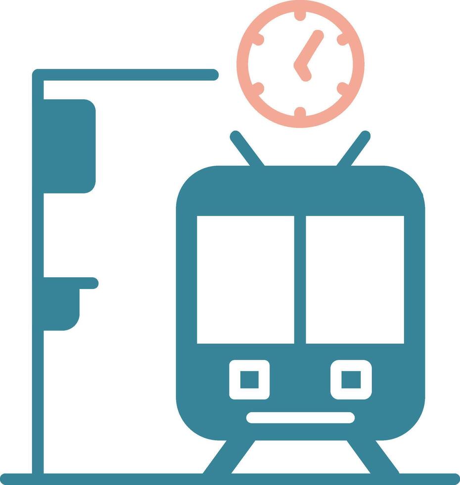 Metro Station Glyph Two Color Icon vector