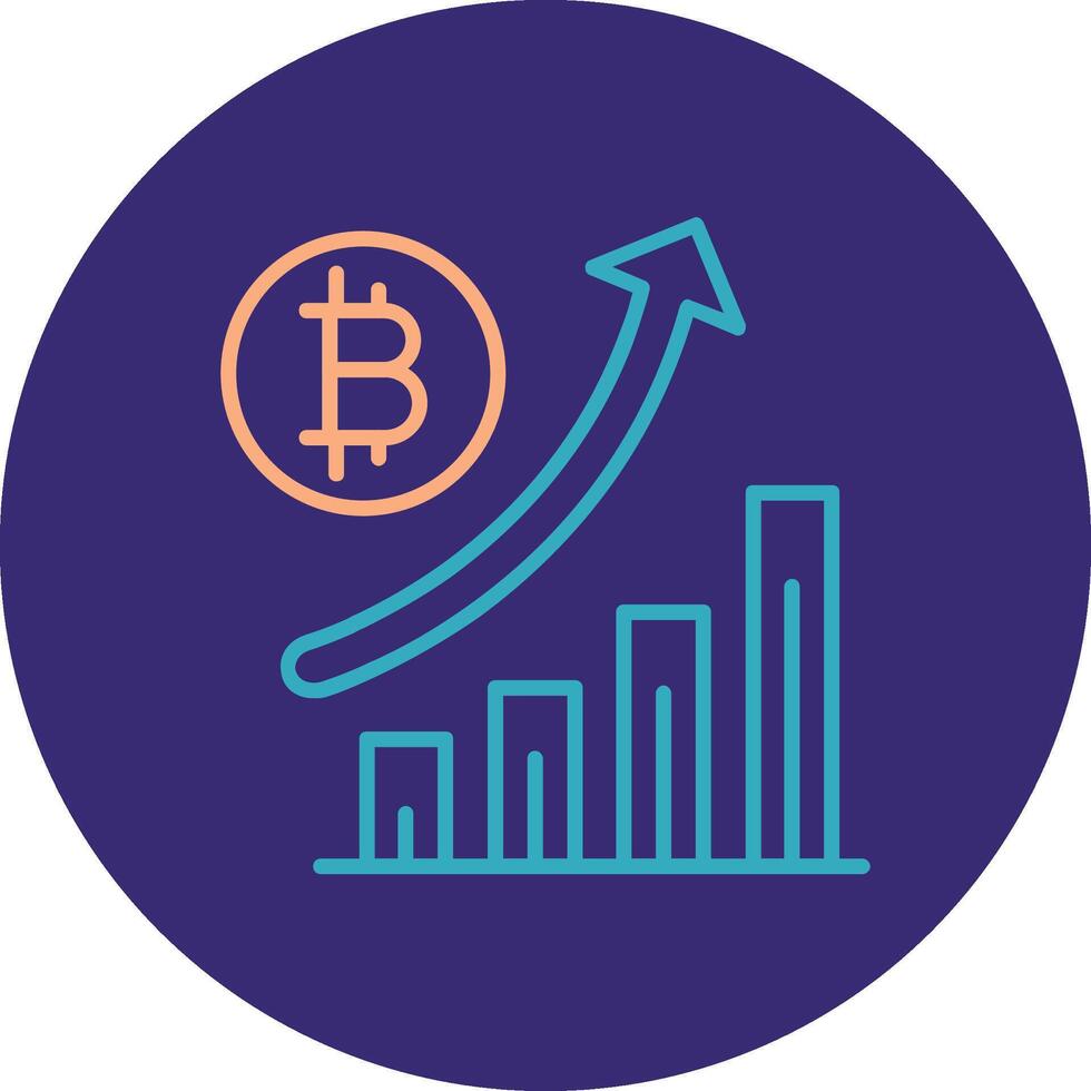 incrementar ventas línea dos color circulo icono vector