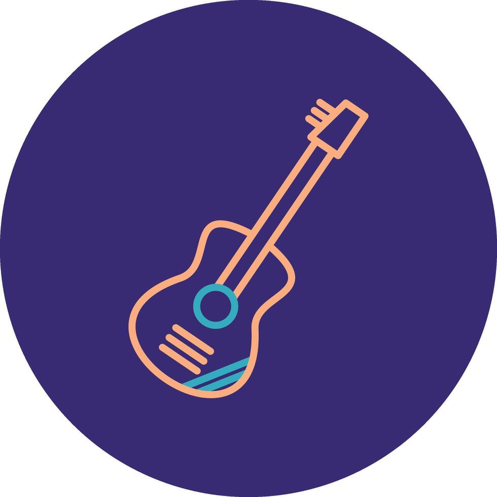 guitarra línea dos color circulo icono vector