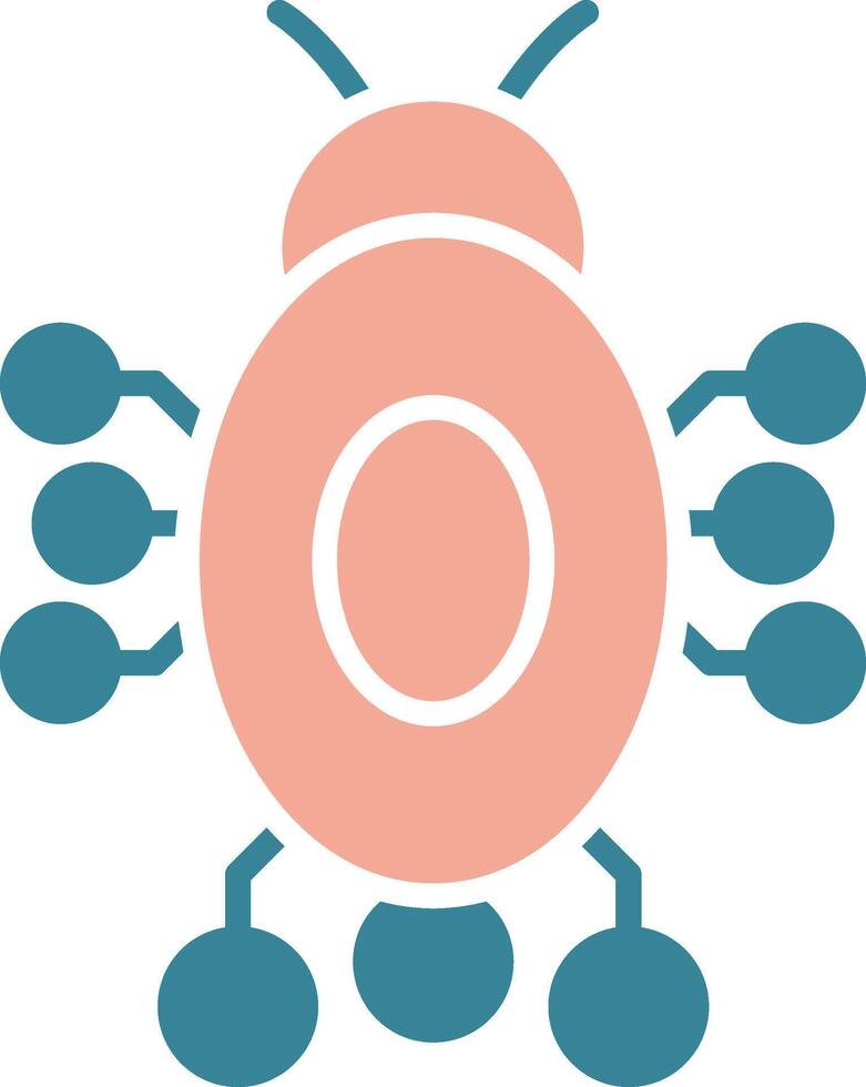 Digital Bug Glyph Two Color Icon vector