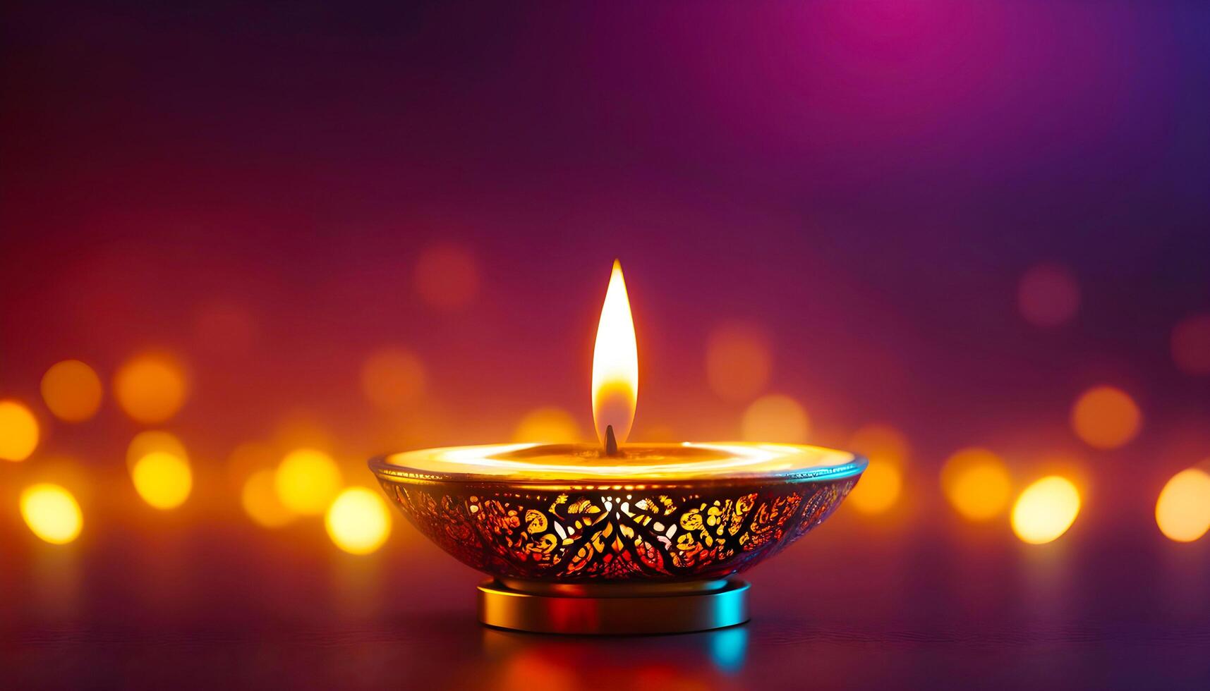 Diwali festival background with diya lamp glowing photo