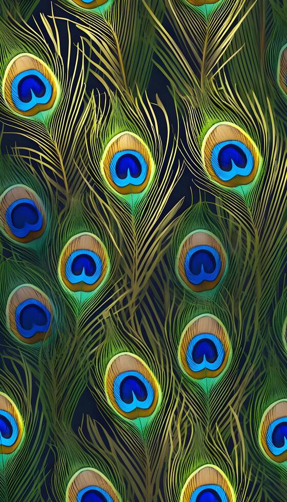 close up of peacock feathers background. photo