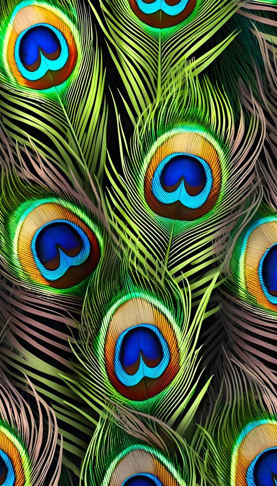 close up of peacock feathers background. photo