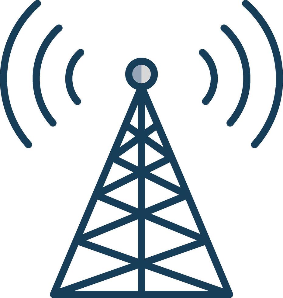 Radio Tower Line Filled Grey Icon vector
