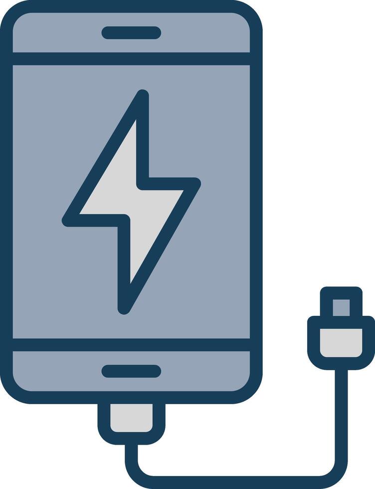Charging Line Filled Grey Icon vector