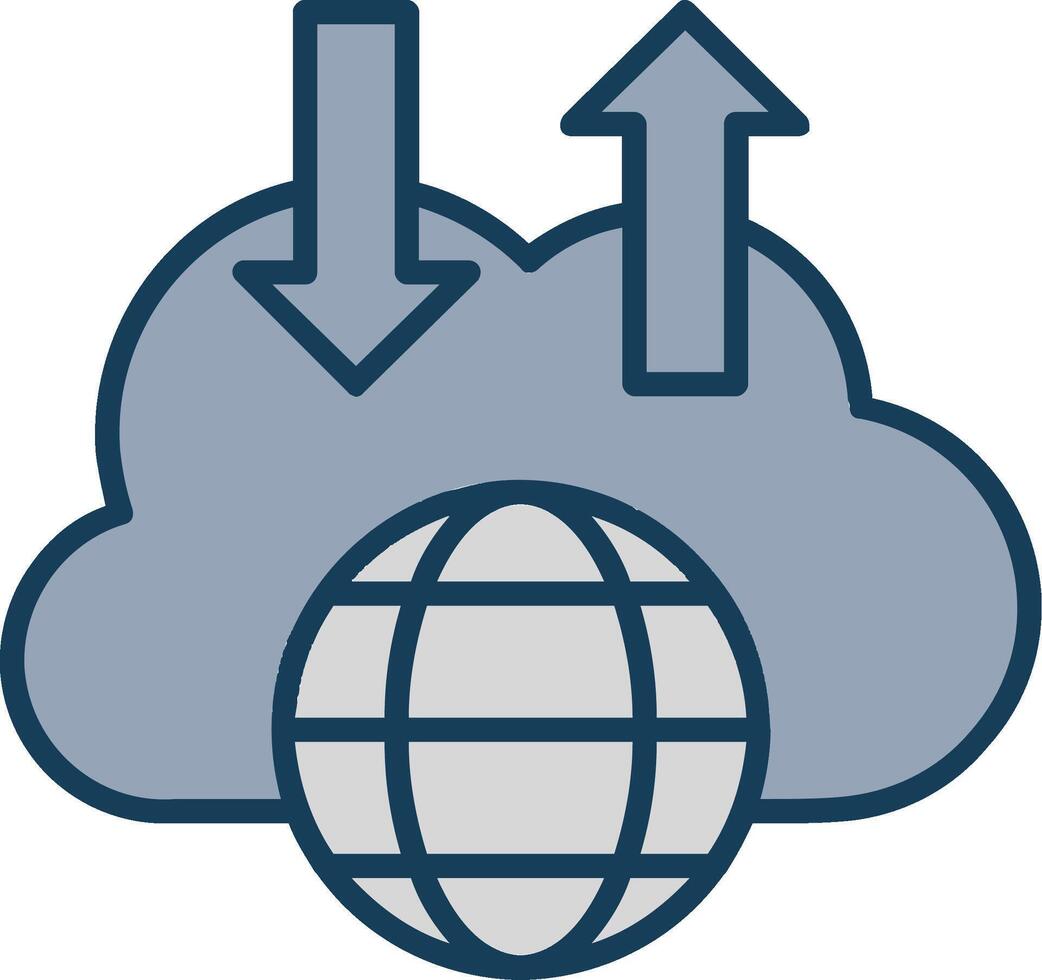 Cloud Line Filled Grey Icon vector