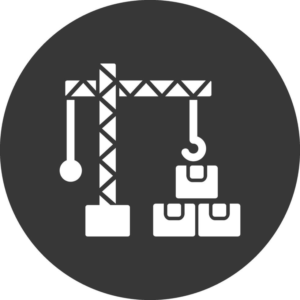 Crane Glyph Inverted Icon vector