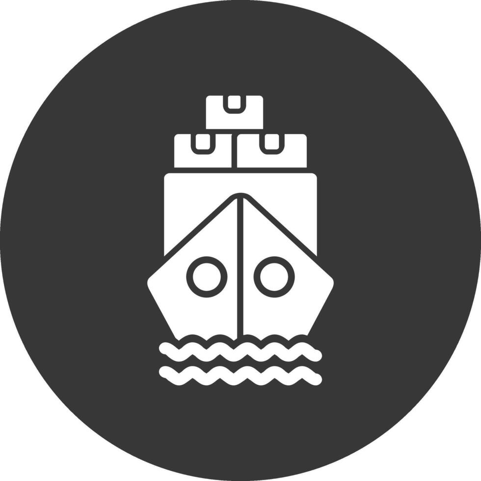 Ship By Sea Glyph Inverted Icon vector